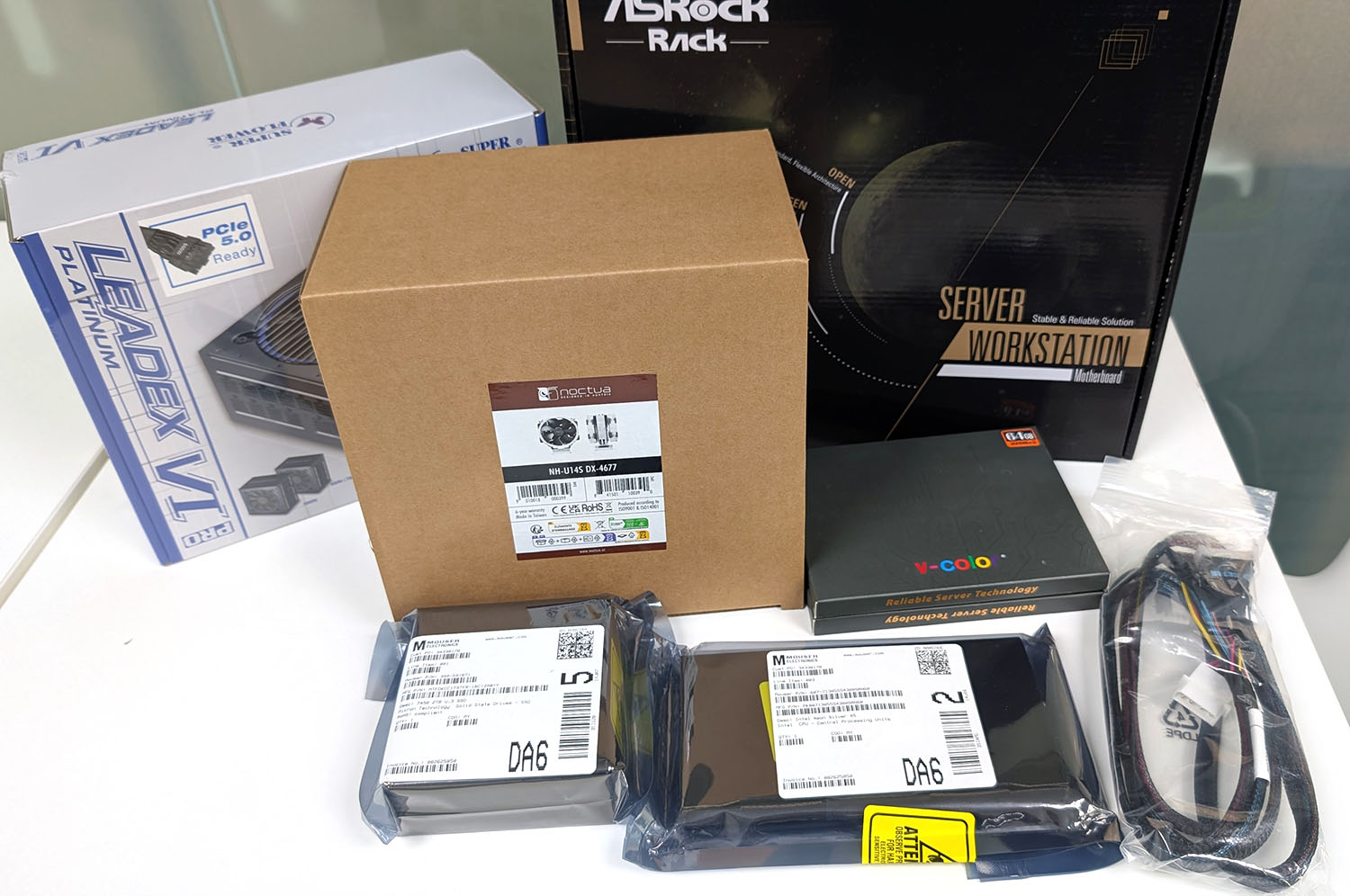 Some of the parts, still in the box