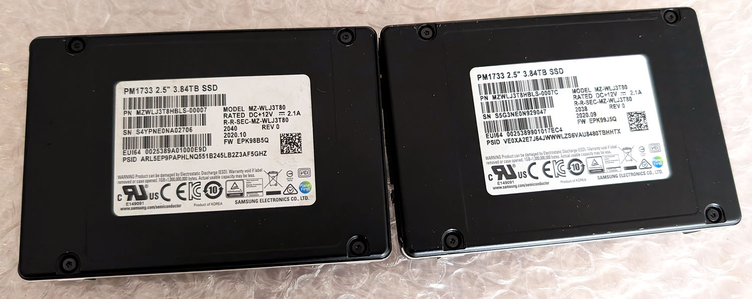 The Samsung PM1733 U.2 SSDs I got from taobao